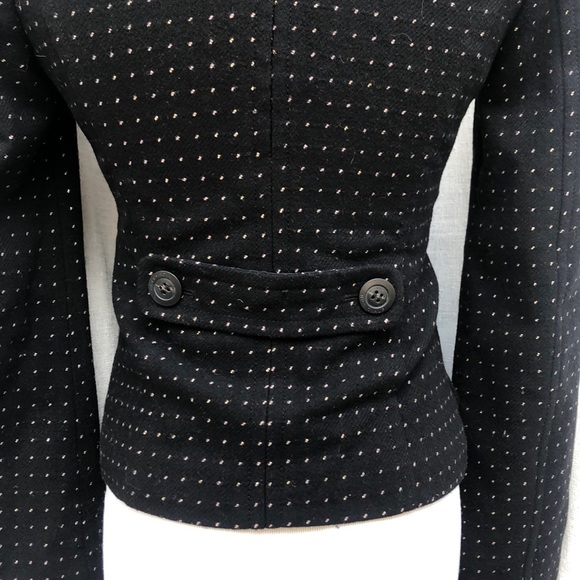 Nice Claup black white dot single button deep v neck wool blazer - Picture 6 of 14